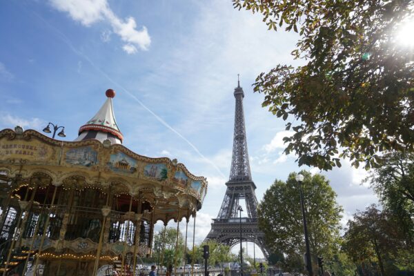 white and blue carousel under blue sky during daytime