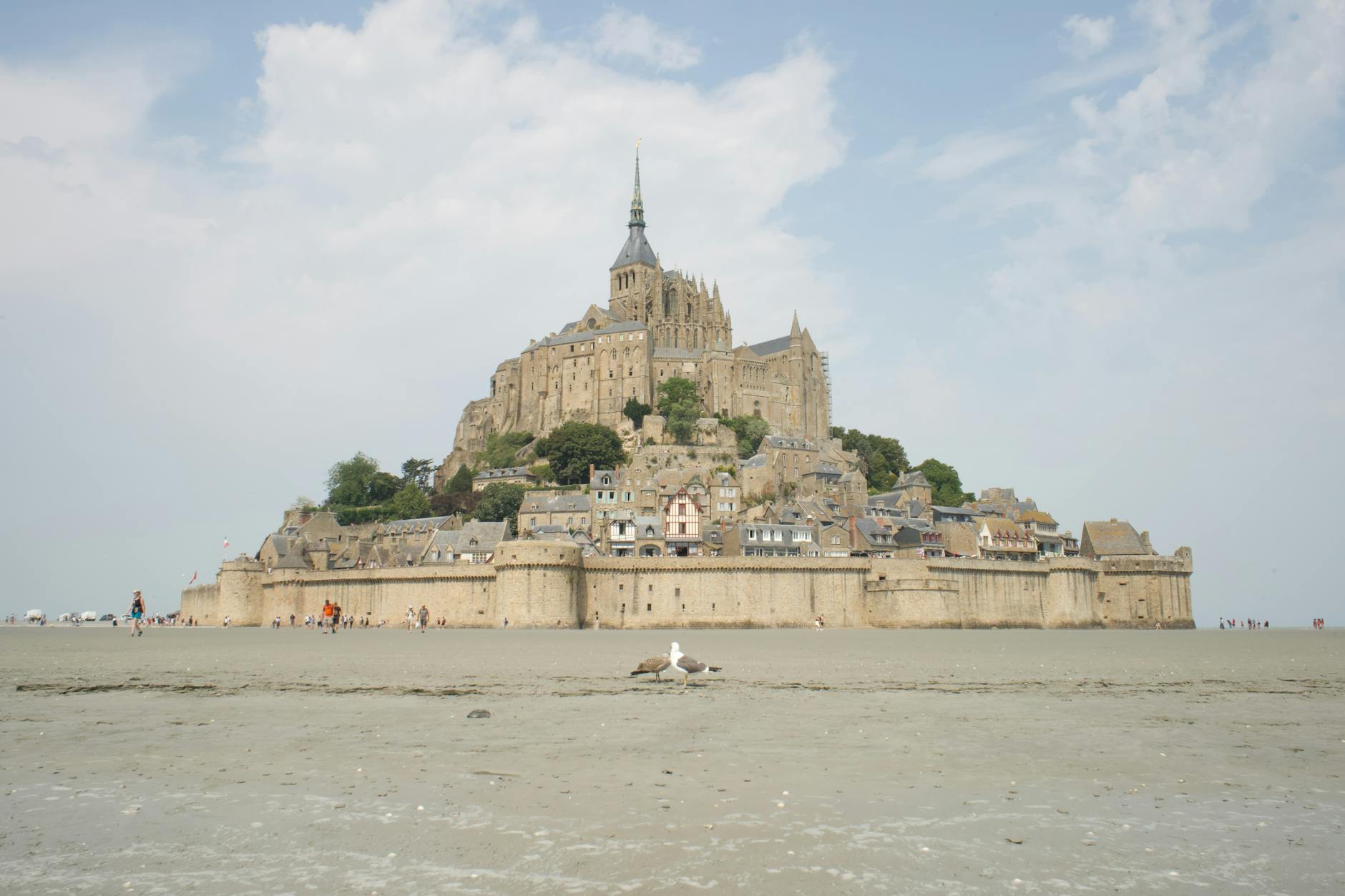 Breathtaking capture of Mont-Saint-Michel, a historic island abbey in Normandy, France.