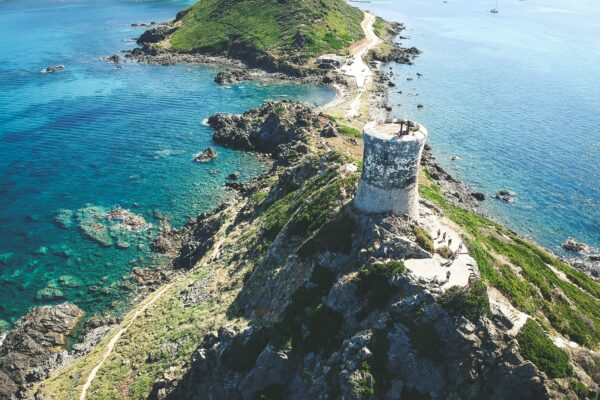 aerial photography of beach cliff and sea view