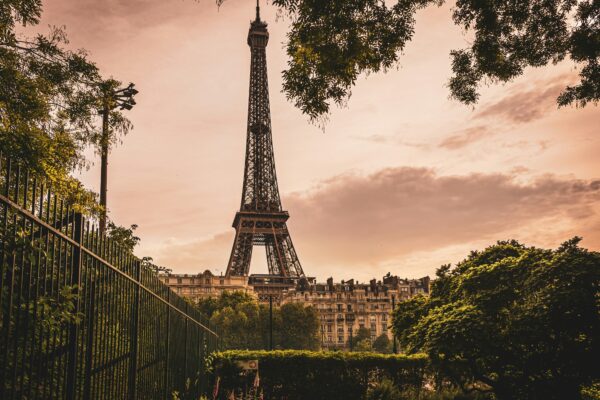 Eiffel Tower under gray sky