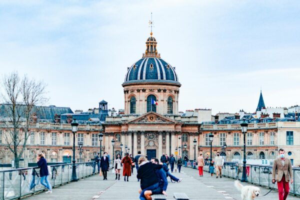 The Institut de France and Pont des Arts in Paris, capturing the essence of French architecture.