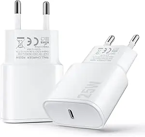Chargeur USB C, 2 Pack 25W Prise USB C Rapide Secteur Mural Alimentation Adaptateur pour iPhone 17 16 15 14 13 12 11 Pro Max XR XS Tablette Ordinateur Portable : Amazon.fr: Informatique
