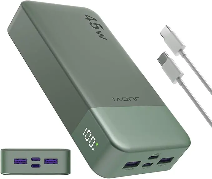 JUOVI Batterie Externe Charge Rapide, Batterie Externe 45w, Power Bank 20000mah, USB C Charger, PD et QC Charge 4-Ports, avec Affichage LED pour Samsung iPhone 16 15 Pro Laptop : Amazon.fr: High-Tech