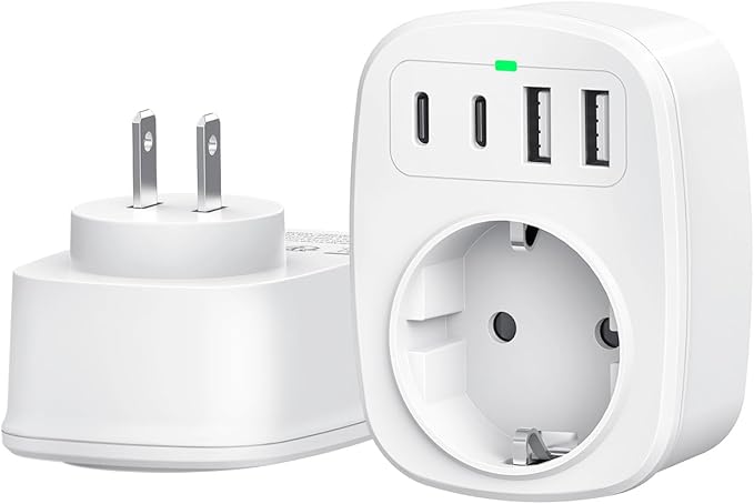 Adaptateur Japon France, Adaptateur de Prise Japon avec 2 USB C et 2 USB A, Adaptateur de Voyage 5 en 1 pour Prise Type A pour JP, USA, Thaïlande, Chine, Canada : Amazon.fr: High-Tech
