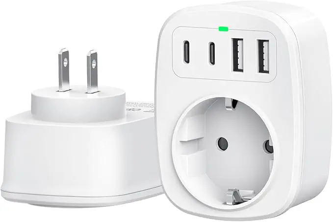 Adaptateur Japon France, Adaptateur de Prise Japon avec 2 USB C et 2 USB A, Adaptateur de Voyage 5 en 1 pour Prise Type A pour JP, USA, Thaïlande, Chine, Canada : Amazon.fr: High-Tech