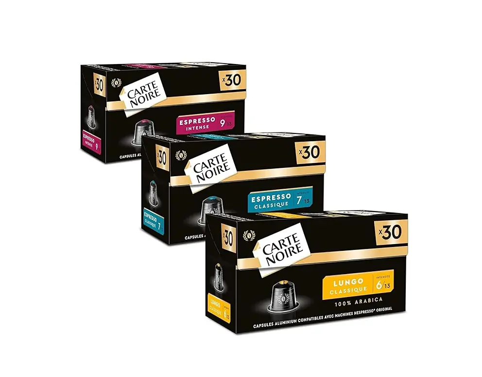 CARTE NOIRE - Nespresso Compatible Coffee Capsules Assortment - N°6 Lungo, N°7 Classic, N°9 Intense - Arabica Coffee - Set of 3 x 30 Aluminium Capsules - Made in France : Amazon.fr: Grocery
