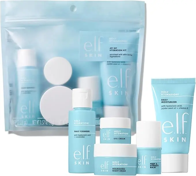 e.l.f. Jet Set Hydration Travel Kit for Skin with Cleanser, Balm, Moisturizer, Eye Cream and Night Cream : Amazon.fr: Beauty