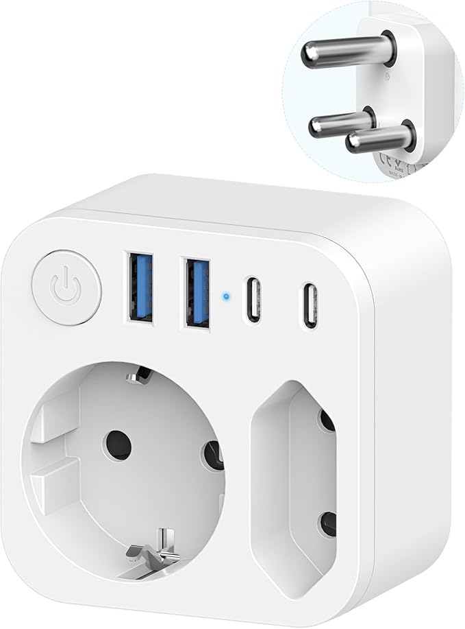 Adaptateur de Voyage à 2 Voies Sortie pour l'Afrique du Sud, Connecteur France vers l'Afrique du Sud avec 4 Prises USB (2 USB-C),Connecteur Schuko vers Type M pour Namibie,Lesotho,Mozambique,Blanc : Amazon.fr: High-Tech