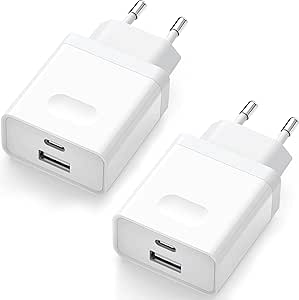 Wufuera 2-Pack 20W USB-C Wall Charger for iPhone & Galaxy