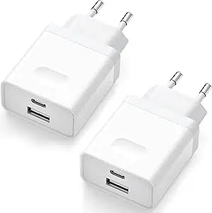 Wufuera 2-Pack 20W USB-C Wall Charger for iPhone & Galaxy