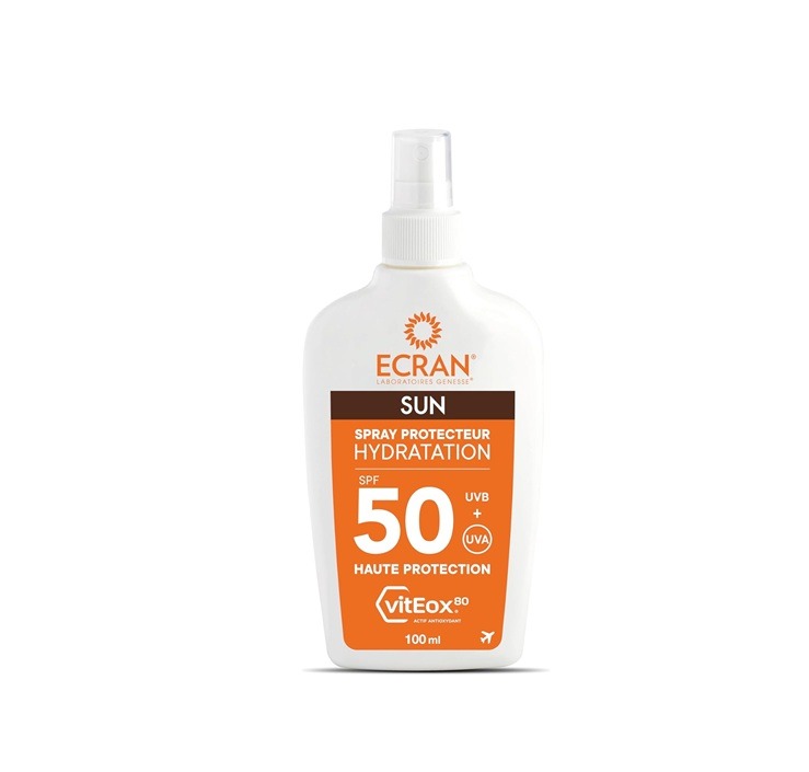 ECRAN - Hydrating Protective Spray - High Protection - VitEox80 Technology - Vitamin E - UVA, UVB Protection, Sunburn - Sun Protection SPF 50 - Natural Tan - Travel Size : Amazon.fr: Beauty