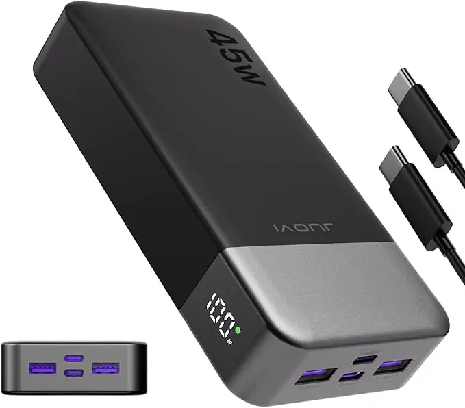 JUOVI Batterie Externe Charge Rapide, Batterie Externe 45w, Power Bank 20000mah, USB C Charger, PD et QC Charge 4-Ports, avec Affichage LED pour Samsung iPhone 16 15 Pro Laptop : Amazon.fr: High-Tech