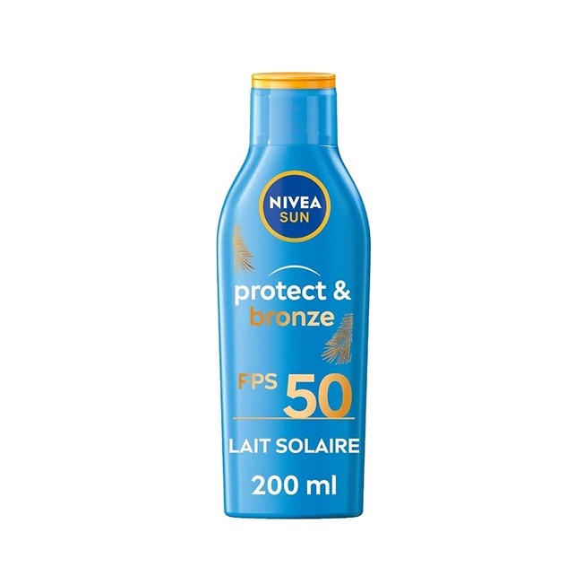 NIVEA SUN Lait solaire activateur de bronzage Protect & Bronze FPS 50 (1 x 200ml), crème solaire avec protection UVA/UVB pour un hâle naturellement bronzé : Amazon.fr: Beauté et Parfum