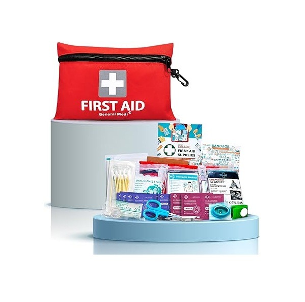 General Medi First Aid Kit 92 Items for Home, Vehicle, Travel, Office, Workplace, Hiking, Survival and Outdoors (Red) : Amazon.fr: Sports & Outdoors