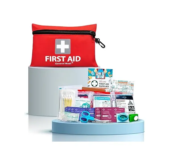 General Medi First Aid Kit 92 Items for Home, Vehicle, Travel, Office, Workplace, Hiking, Survival and Outdoors (Red) : Amazon.fr: Sports & Outdoors