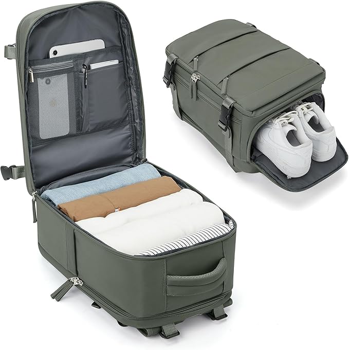 BJLFS Bagage Cabine 40x30x20 pour Ryanair Sac à Dos Voyage Cabine Avion 20L Bagage à Main 40x20x25 Petit Sac à Dos Ordinateur Portable 14 Pouces Homme Femme,Vert : Amazon.fr: Mode