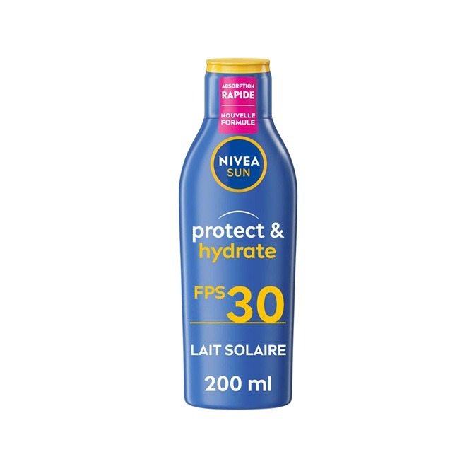 NIVEA SUN Lait Solaire Protect & Hydrate SPF 30 200 ml - Crème Solaire résistante à l'eau - Protège et Hydrate - Haute Protection Visage et Corps : Amazon.fr: Beauté et Parfum