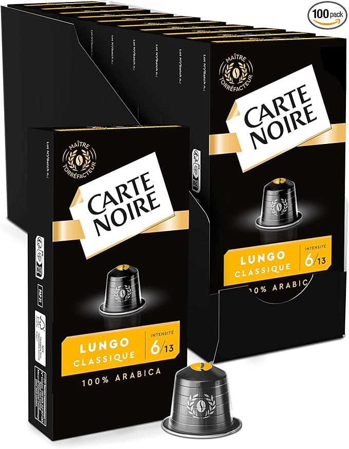 CARTE NOIRE - Capsules de Café Espresso Lungo N° 6 Compatibles Nespresso® - Café Arabica - Lot de 10 x 10 Capsules Aluminium - Fabriqué en France : Amazon.fr: Livres