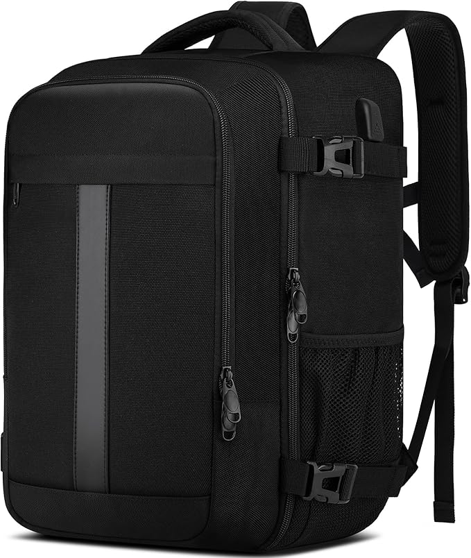 Cabin Luggage 40 x 30 x 20 for Ryanair Travel Cabin Airplane for Wizzair Eurowings 24L Bag 40 x 30 x 20 Hand Luggage with USB Charging Port Backpack Laptop 14 Inches Men Women Black : Amazon.fr: Fashion
