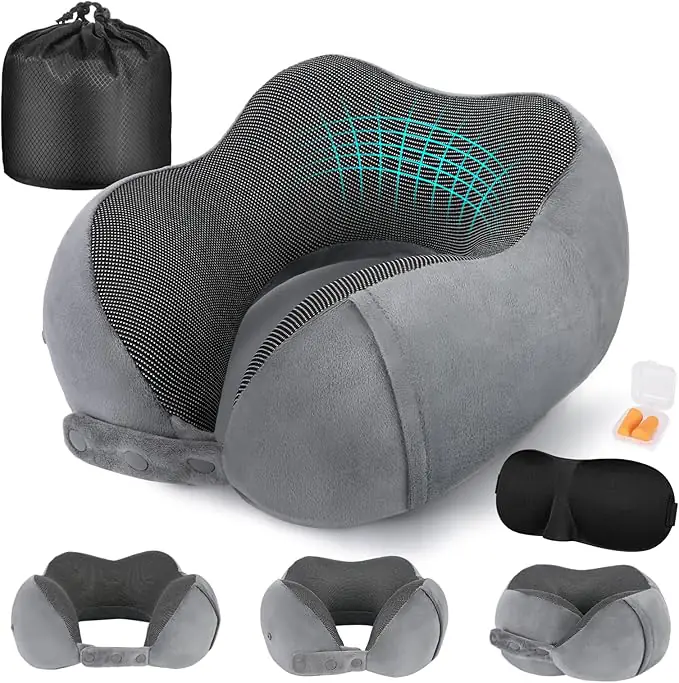 Cirorld Oreiller de Voyage pour Avion, Coussin de Nuque pour Voyage, Oreiller de Voyage en Mousse à Mémoire de Forme pour Adultes, Oreiller de Vol Réglable et Compact, Coussin de Nuque Ergonomique : Amazon.fr: Mode