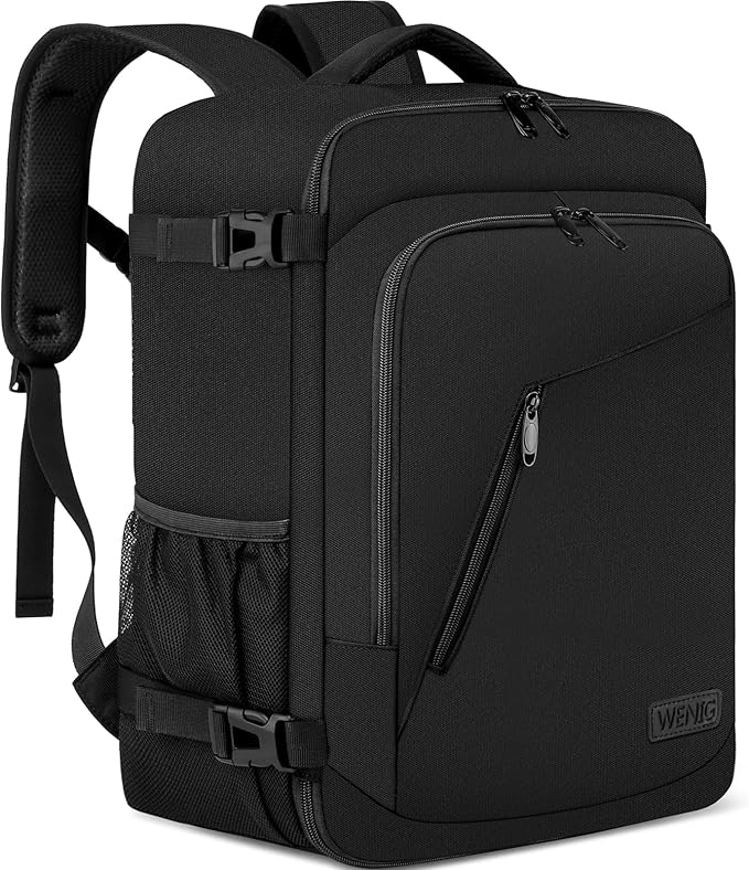 WENIG Cabin Luggage 40 x 30 x 20 for Ryanair Travel Cabin Airplane for Wizzair Eurowings 24L Hand Luggage with USB Charging Port Backpack Laptop 14 Inches Men Women Black : Amazon.fr: Fashion