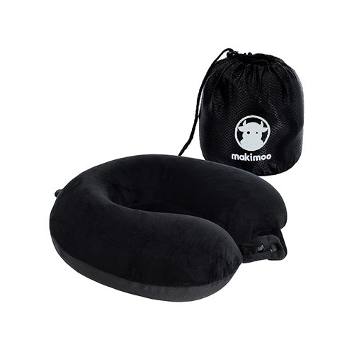 Makimoo Memory Foam Travel Pillow, Neck Pillow, Comfortable and Lightweight, Ideal for Sleeping on the Airplane, Car, Train, Bus and at Home (Black) : Amazon.fr: Fashion
