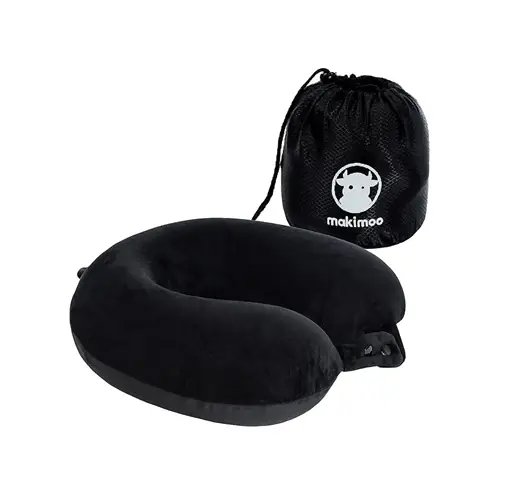 Makimoo Memory Foam Travel Pillow, Neck Pillow, Comfortable and Lightweight, Ideal for Sleeping on the Airplane, Car, Train, Bus and at Home (Black) : Amazon.fr: Fashion