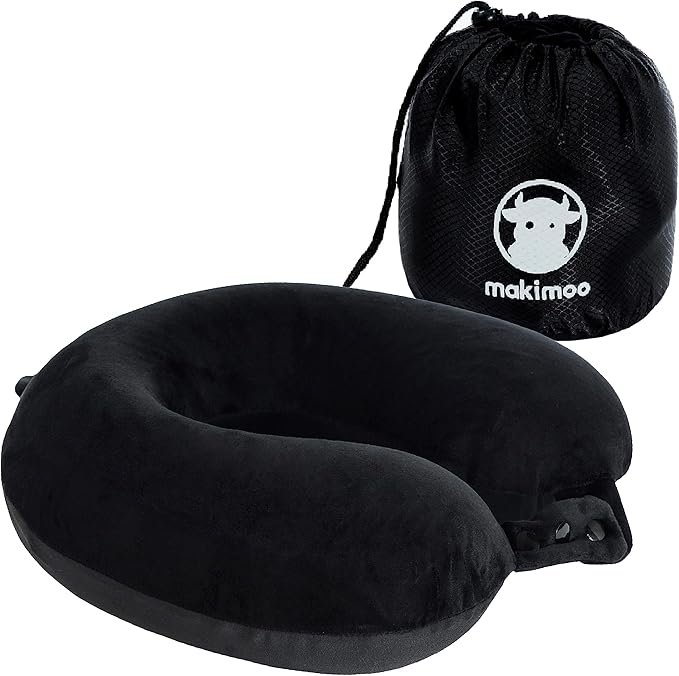 Makimoo Memory Foam Travel Pillow, Neck Pillow, Comfortable and Lightweight, Ideal for Sleeping on the Airplane, Car, Train, Bus and at Home (Black) : Amazon.fr: Fashion