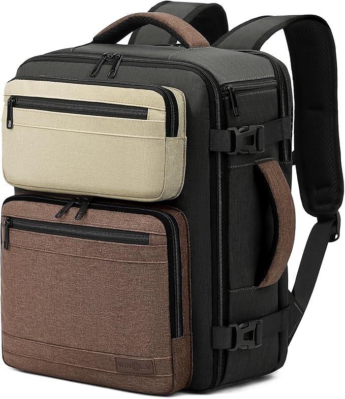 VANKEV Ryanair Easyjet Eurowings Wizz Air Sac à Dos Voyage Cabine 40x30x20cm-24L, Bagage à Main Bagage Cabine Accepte un Ordinateur Portable de 15,6 Pouces vert olive foncé/marron : Amazon.fr: Autres
