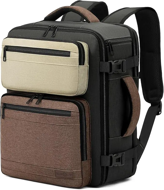 VANKEV Ryanair Easyjet Eurowings Wizz Air Sac à Dos Voyage Cabine 40x30x20cm-24L, Bagage à Main Bagage Cabine Accepte un Ordinateur Portable de 15,6 Pouces vert olive foncé/marron : Amazon.fr: Autres